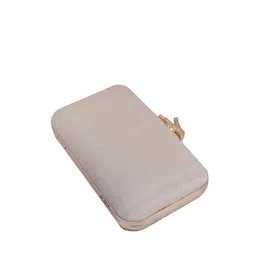 Swisni Gold-Toned & Brown Embellished Box Clutch image 5