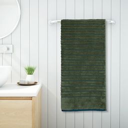 SPACES Unisex Green Striped 570 GSM Cotton Bath Towels-picture-13