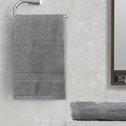 SPACES Adults Set of 2 Grey Solid 480 GSM Pure Cotton Hand Towels-image-93