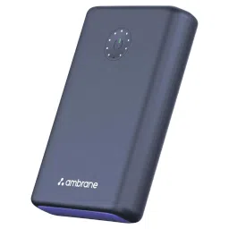 ambrane Powerlit Ultra Lite 20000 mAh 85W Fast Charging Power Bank (2 Type C and 1 Type A Ports, Multi Layers of Chipset Protection, Black) image 1