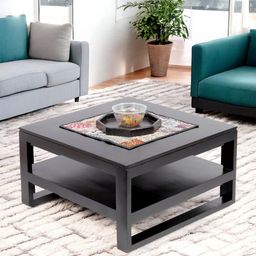 Ikiriya Black Sheesham Wood Mahagony Finish Square Shaped Coffee Table-picture-33