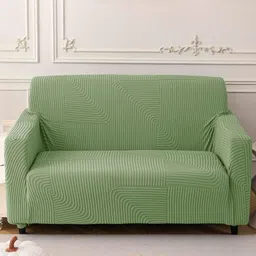 HOUSE OF QUIRK Green Jacquard Soft Touching 2 Seater Sofa Cover-image-49
