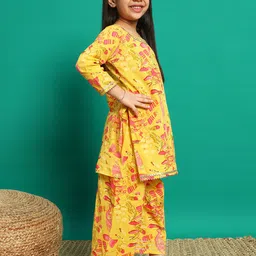 Readiprint Fashions Girls Floral Printed Gotta Patti Pure Cotton Kurti with Palazzo image 4