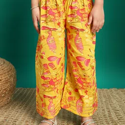 Readiprint Fashions Girls Floral Printed Gotta Patti Pure Cotton Kurti with Palazzo image 5