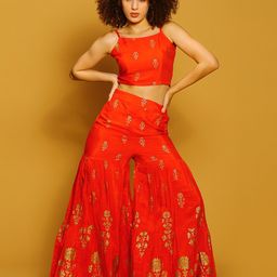 Sera Printed Shoulder Straps Top & Sharara-picture-37