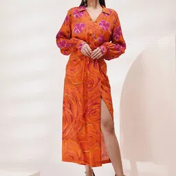 Breathe by Aakanksha Singh Floral Printed Long Sleeves Shirt With Flared Skirt-picture-13