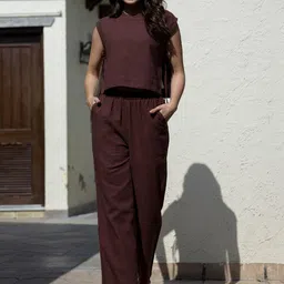 SANSKRUTIHOMES Round Neck Pure Cotton Top With Flared Trouser-picture-21