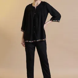 STYLEBAAZI Floral Embroidered Round Neck Top With Trousers Co-Ords-picture-14