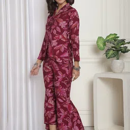 Claura Printed Shawl-Collar Shirt With Trouser image 3