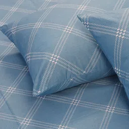 Huesland Aspire Blue & White Geometric 186 TC Cotton Queen Bedsheet With 2 Pillow Covers image 4