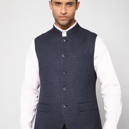 Cantabil Men Woven Design Mandarin Collar Nehru Jacket-picture-29