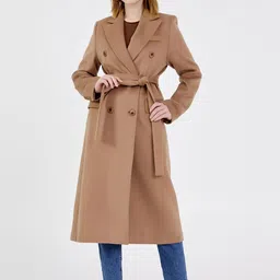 Fashion Gaiia Women Notched Lapel Collar Double-Breasted Long Overcoat-image-21