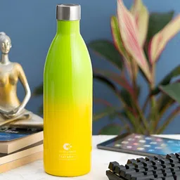 CLAY CRAFT Green & Yellow Brand Logo Double Wall Vacuum Water Bottle 1l-picture-27