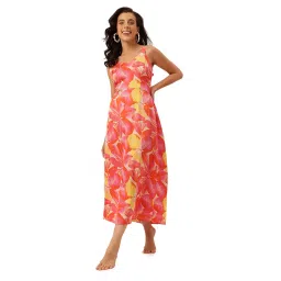 Cukoo Multicolor Tropical Foil Printed Beach Dress image 1