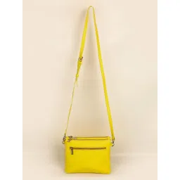 The House Of Ganges Yellow Pu Solid Slingbag with Detachable Strap image 2