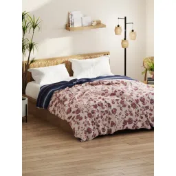 KOPA Microfiber Double Comforter (Classic Cotton Feel) Floral-Pink/Blue (Queen) image 3