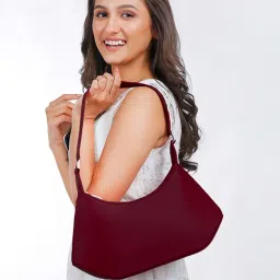 The House Of Ganges Wine Pu Solid Handbag-picture-24