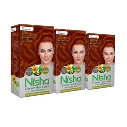 Nisha Unisex Pack of 3 Creme Hair Color 120gm each- Copper Red-picture-29