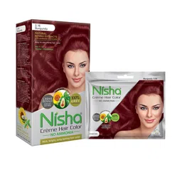 Nisha Creme Long Lasting Hair Colouring Combo Pack- Burgundy 160 gm-image-85