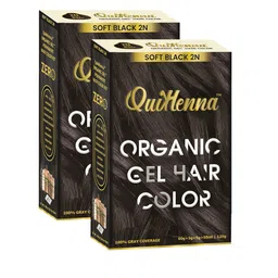QUIKHENNA Organic Gel Set Of 2 PPD & Ammonia Free Hair Colour 165 g Each - Soft Black-image-18