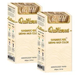 QUIKHENNA Organic Gel Set Of 2 Derma Hair Colour Kit- 165gm Each- Golden Blonde 6G-image-60