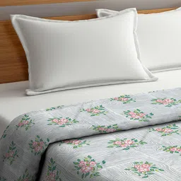 Arrabi Grey & Green Floral Mild Winter 450 GSM Double Bed Comforter image 3