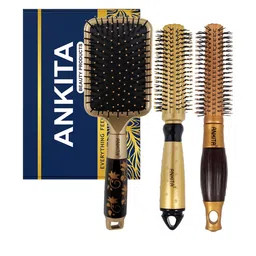 ANKITA Professional 3-Pcs AP-2405 Hair Brush Combo - Gold-Toned-image-78