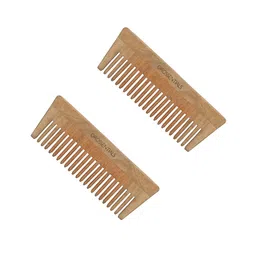 OROSSENTIALS Set Of 2 Brown Kaachi Neem Wooden Hair Combs image 4