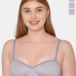 KOMLI Pack of 3 Non Padded Cotton Balconette Bras With All Day Comfort-picture-14