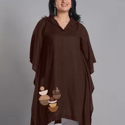 LetsDressUp Plus Size Shirt Collar Placement Printed Kaftan Tunic image 1