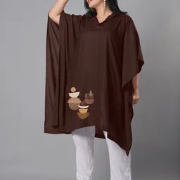 LetsDressUp Plus Size Shirt Collar Placement Printed Kaftan Tunic image 5