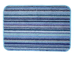 Saral Home Blue Striped Rectangular Bath Rug & Contour image 4