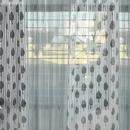 COMFY HOME Grey & White 2 Pieces Floral Sheer Window Curtains-picture-13