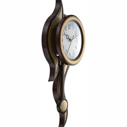 Attractionz Gold Toned & White Round Acrylic Traditional Wall Clock image 3