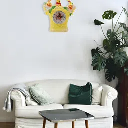 Sigaram Yellow & White Textured Abstract Shaped Contemporary Wall Clock image 3