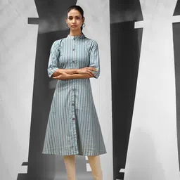 Charukriti Ethnic Motifs Printed Mandarin Collar A-Line Cotton Kurta image 1