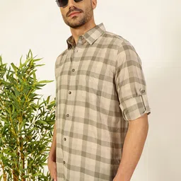 Thomas Scott Men Premium Shepherd Checks Opaque Checked Casual Shirt image 1