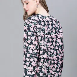 Oxolloxo Floral Printed Collarless Lightweight Cotton Tailored Jacket image 5