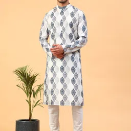 TABARD Ethnic Motifs Printed Mandarin Collar Pure Cotton Kurta With Churidar-image-80
