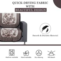 Kuber Industries Cream-Coloured & Brown Printed Cotton 2 Piece Sofa Cover image 4