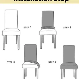 HOUSE OF QUIRK Grey & Black 4 Pieces Printed Removable Stretchable Chair Covers image 5