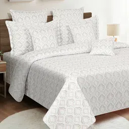 SWAYAM Zinnia Brown Ethnic Motifs Cotton 250 TC King Bedsheet with 2 Pillow Covers image 3