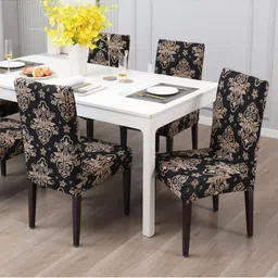 hargunz 4-Pcs Black & Coffee Brown Printed Chair Covers-picture-12