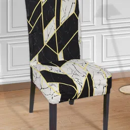 Kuber Industries Set Of 4 Black & White Printed Chair Cover-picture-24