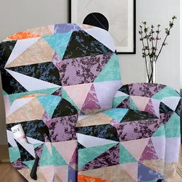 Cortina Beige & Green Printed Single Seater Sofa Cover-picture-38