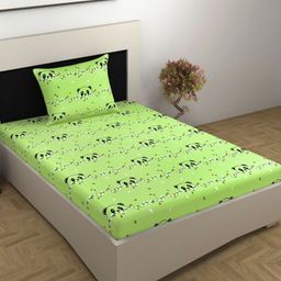 Divine Casa Prisham Green Printed Pure Cotton 144TC Single Bedsheet Sets - 2.23 m x 1.45 m-picture-44