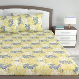 Divine Casa Prism Yellow & White Printed Pure Coton 144 TC King Bedsheet Set 1.85 x 2.25 m-picture-40