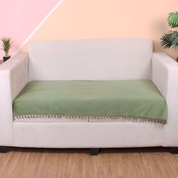 STITCHNEST Olive Green & Beige Self Design 2 Seater Sofa Cover-picture-23
