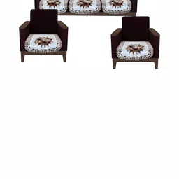 Stylista Brown & White 5 Pieces Floral Printed Velvet Cotton Sofa Covers-picture-41