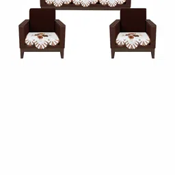 Stylista Brown & White 5 Pieces Floral Printed Velvet Sofa Cover-picture-38